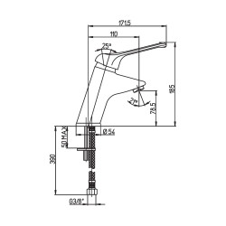 Mitigeur de lavabo bec fixe h 78,5 mm manette ajourée sans vidage