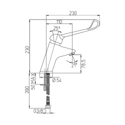 Mitigeur de lavabo bec fixe h 78,5 mm commande coude sans vidage