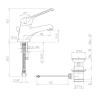 Mitigeur de lavabo bec fixe h 53,5 mm manette ajourée avec vidage