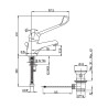 Mitigeur de lavabo bec fixe h 53,5 mm commande coude avec vidage