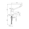 Mitigeur de lavabo bec fixe h 53,5 mm commande coude sans vidage