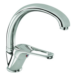 Mitigeur d'évier à bec orientable haut h 215 mm - manette ajourée