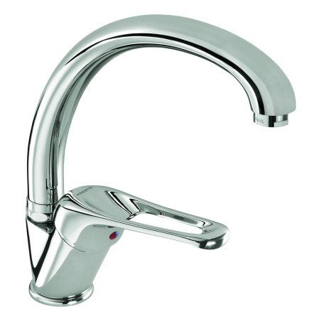 Mitigeur d'évier à bec orientable haut h 215 mm - manette ajourée