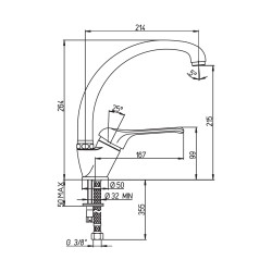 Mitigeur d'évier à bec orientable haut h 215 mm - manette ajourée