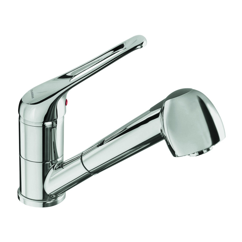 Mitigeur d'évier à bec orientable h 126 douchette extractible, manette ajourée