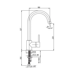 Mitigeur d'évier bec orientable haut manette fil h 220