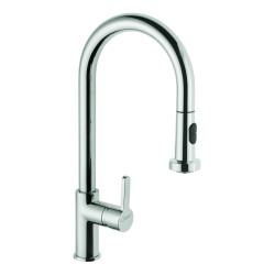 Mitigeur d'évier bec orientable haut manette fil h 195 - douchette extractible