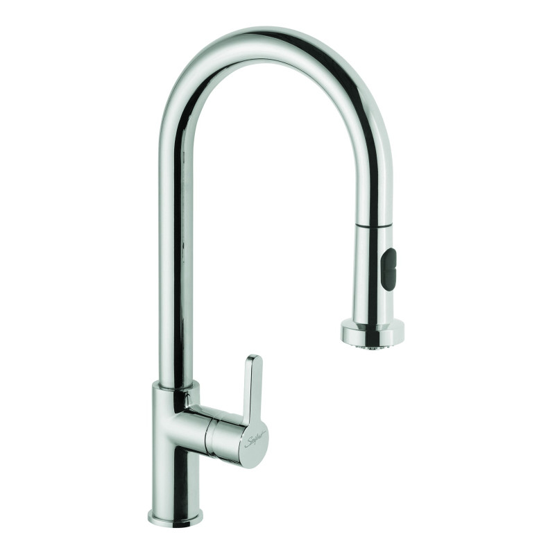 Mitigeur d'évier bec orientable haut manette fil h 195 - douchette extractible