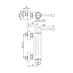 Mitigeur thermostatique de douche avec commande longue - Entraxe 150 mm