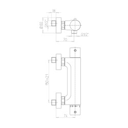 Mitigeur thermostatique de douche NF entraxe 150 mm