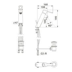 HOPTIM' - Mitigeur lavabo C3 h100 s108 mm - manette pleine - avec vidage