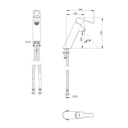 HOPTIM' - Mitigeur lavabo C3 h100 s108 mm - manette pleine - sans vidage
