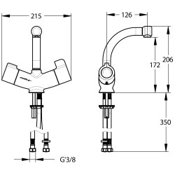 MASTERMIX mitigeur thermostatique de lavabo - Bec orientable - Manette courte