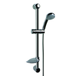 Kit douche avec barre, porte-savon, douchette 1 jet, flexible lisse 1750mm