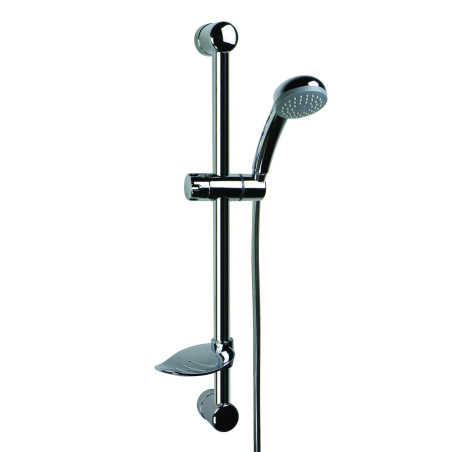 Kit douche avec barre, porte-savon, douchette 1 jet, flexible lisse 1750mm