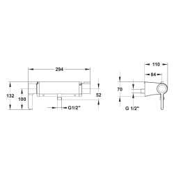 MASTERMIX mitigeur thermostatique douche applique sortie basse butée 41°C