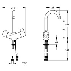 MASTERMIX mitigeur thermostatique de lavabo - Bec orient. - Manette courte ergo