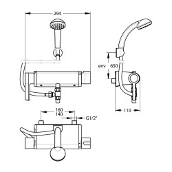 MASTERMIX Kit douche ref 75948 : douchette,support, raccord, flexible 850 mm