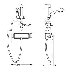 MASTERMIX Kit douche ref 75948 : douchette, barre, porte-sav, flexible 1500 mm