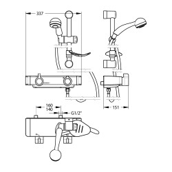MASTERMIX Kit douche ref 75950 : douchette, barre, porte-sav, flexible 1500 mm