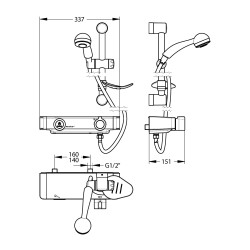 MASTERMIX Kit douche ref 75951 : douchette, barre, porte-sav, flexible 850 mm