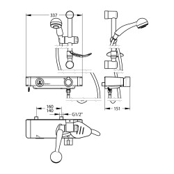 MASTERMIX Kit douche ref 75951 : douchette, barre, porte-sav, flexible 1500 mm