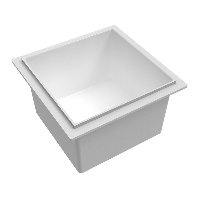 Bac simple blanc sans trop-plein 30x30 cm (réf. 77015)