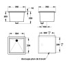Bac simple blanc sans trop-plein 30x30 cm (réf. 77015)
