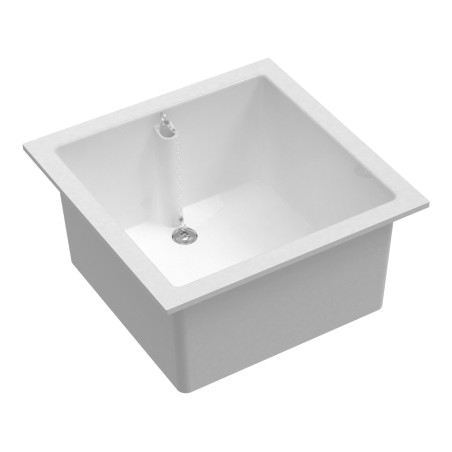 Bac simple blanc avec trop-plein 45x45 cm