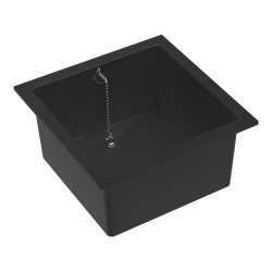 Bac simple noir avec trop-plein 45x45 cm