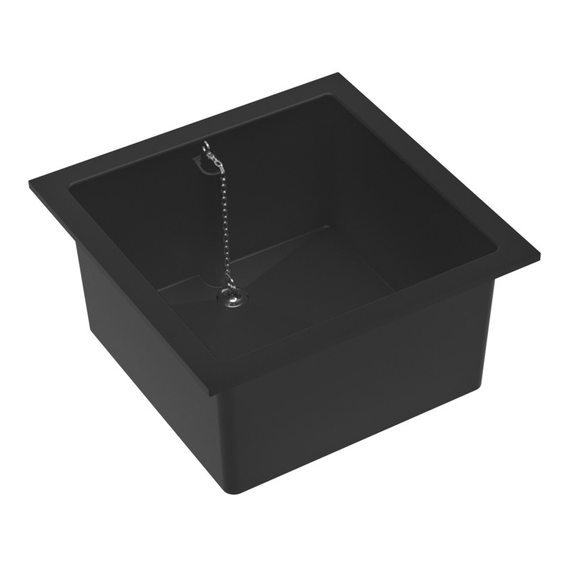 Bac simple noir avec trop-plein 45x45 cm