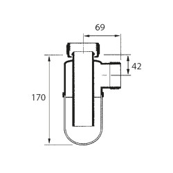 Siphon de laboratoire avec culot en verre ø 40 mm
