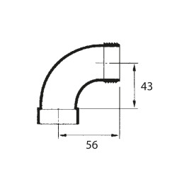Coude court ø 40 mm à 90° femelle-mâle
