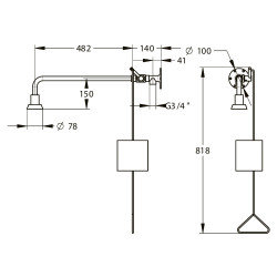 Douche alimentation apparente 1/2 avec 1 tete
