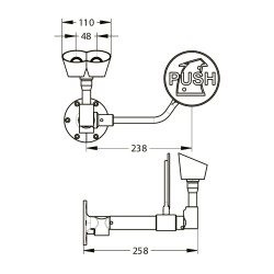 Lave yeux de sécurité avec plaque à pousser murale, 2 jets (réf. 85761)