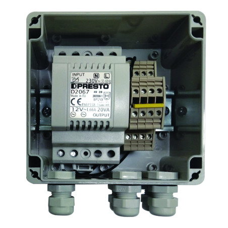 Transformateur 230 V AC / 12 V AC boîtier étanche IP65, 1 à 5 robinets (18 VA)