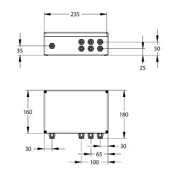 Transformateur 230 V AC / 12 V AC boîtier étanche IP65, 6 à 10 robinets (35 VA)