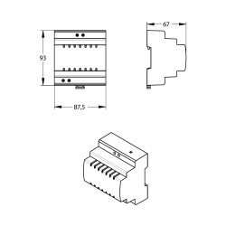 Transformateur 230 V AC / 12 V AC pour rail DIN pour 6 à 10 robinets (35 VA)