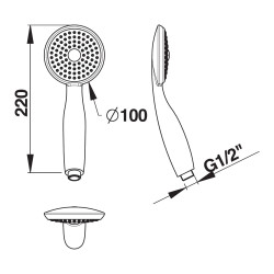 Douchette 1 jet MG1/2" Ø100 anti-calcaire