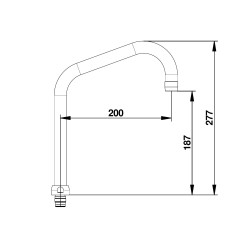 Bec dessus - Saillie 200 mm pour mélangeur mural