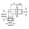 Raccord coudé chromé avec rosace et écrou réglable F G 3/4" - M G 1/2"