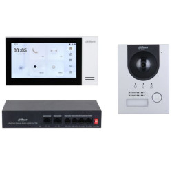 DAHUA KTP01L(F)/VTO2201F-P-S2/VTH2421FW-P - Kit interphone vidéo IP complet *