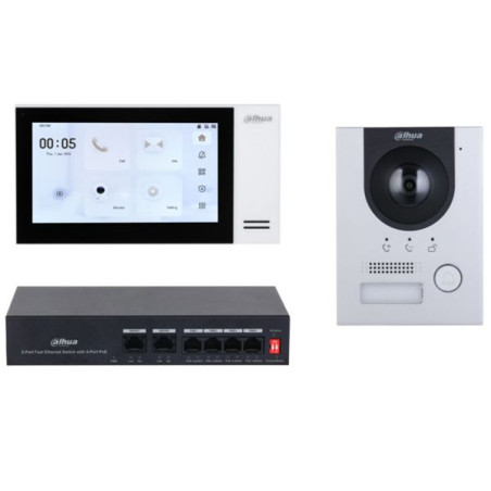 DAHUA KTP01L(F)/VTO2201F-P-S2/VTH2421FW-P - Kit interphone vidéo IP complet *