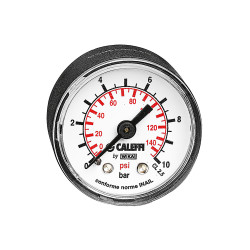 Manomètre sanitaire. Raccord axial 1/4". 0 - 10 bar. Diamètre cadran Ø40mm.
