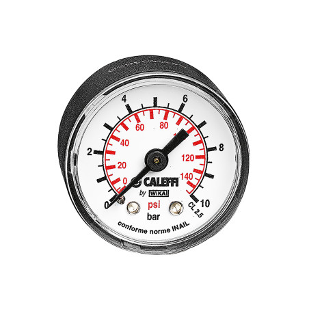Manomètre sanitaire. Raccord axial 1/4". 0 - 10 bar. Diamètre cadran Ø40mm.