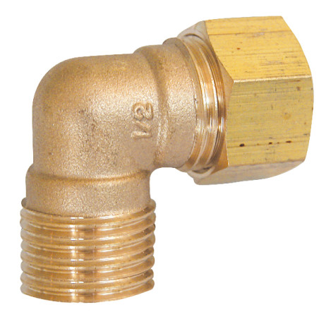 Raccord BICONE Coude 707B - M 1/2 - 14pour tube Cuivre