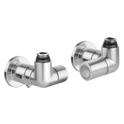 Robinet thermostatisable double équerre droite métal brossé M23x1,5