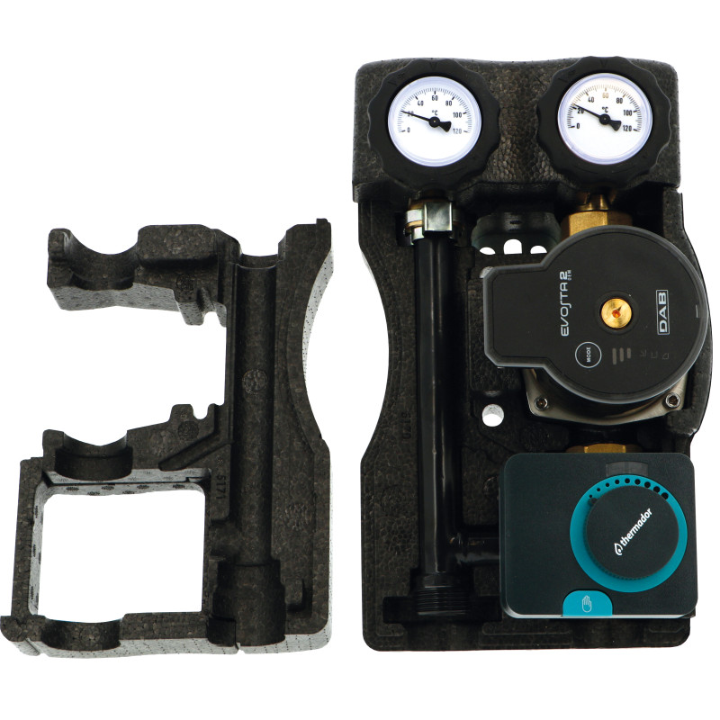 Groupe hydraulique mélangé Compact Modulfit DN20 - entraxe 90 mm avec moteur.