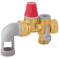 Groupe de sécurité coudé laiton 3/4'' pour chauffe-eau jusqu'à 10 kW, agrée NF.