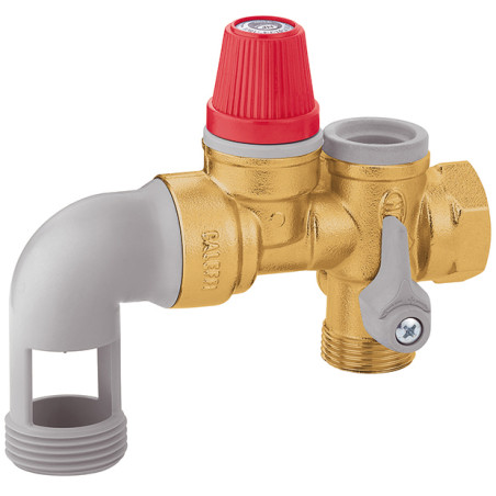 Groupe de sécurité coudé laiton 3/4'' pour chauffe-eau jusqu'à 10 kW, agrée NF.